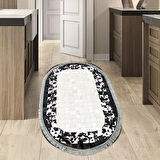 Dekoreko Kaymaz Taban Djt Mutfak Halısı Yıldız Deri Saçaklı Oval Modern 1495