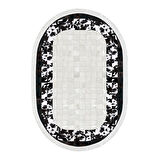 Dekoreko Kaymaz Taban Djt Mutfak Halısı Yıldız Deri Saçaklı Oval Modern 1495