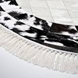 Dekoreko Kaymaz Taban Djt Mutfak Halısı Yıldız Deri Saçaklı Oval Modern 1495