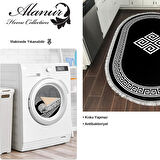 Dekoreko Kaymaz Taban Djt Mutfak Halısı Yıldız Deri Saçaklı Oval Modern 656M