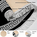 Dekoreko Kaymaz Taban Djt Mutfak Halısı Yıldız Deri Saçaklı Oval Modern 656M