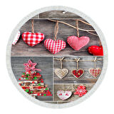 Alanur Home Yılbaşına Özel Pamuk Dijital Yıkanabilir Yuvarlak Halı Chr14M