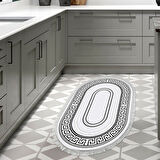 Dekoreko Kaymaz Taban Djt Mutfak Halısı Star Pamuk Saçaklı Oval Modern 651M