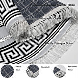 Dekoreko Kaymaz Taban Djt Mutfak Halısı Star Pamuk Saçaklı Oval Modern 651M