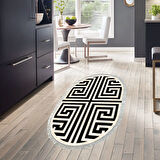 Dekoreko Kaymaz Taban Djt Mutfak Halısı Star Pamuk Saçaklı Oval Modern 658M