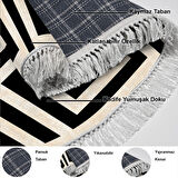 Dekoreko Kaymaz Taban Djt Mutfak Halısı Star Pamuk Saçaklı Oval Modern 658M