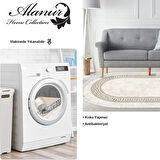 Dekoreko Kaymaz Taban Djt Salon Halısı Yıldız Deri Saçaklı Oval Modern 626M