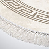 Dekoreko Kaymaz Taban Djt Salon Halısı Yıldız Deri Saçaklı Oval Modern 626M