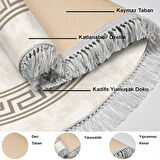 Dekoreko Kaymaz Taban Djt Salon Halısı Yıldız Deri Saçaklı Oval Modern 626M