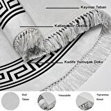 Dekoreko Kaymaz Taban Djt Mutfak Halısı Trend Saçaklı Oval Modern 626M