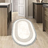 Dekoreko Kaymaz Taban Djt Mutfak Halısı Trend Saçaklı Oval Modern 626M