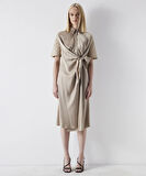Saten mix Gömlek Elbise-Açık Natural | 40