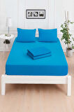Mirava Premium %100 Pamuk Penye Lastikli Çift Kişilik Çarşaf Takımı (2 Yastık Kılıfı Dahil) Turkuaz 160x200cm