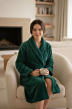 Lumor Şal Yaka Wellsoft Peluş Yumuşak Sabahlık  | Z.Yeşili