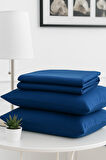 Mirava Premium %100 Pamuk Penye Lastikli Çift Kişilik Çarşaf Takımı (2 Yastık Kılıfı Dahil) Lacivert 200x200cm