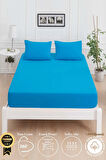 Mirava Premium %100 Pamuk Penye Lastikli Çift Kişilik Çarşaf Takımı (2 Yastık Kılıfı Dahil) Turkuaz 180x200cm