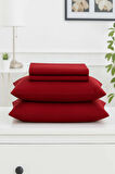 Mirava Premium %100 Pamuk Penye Lastikli Çift Kişilik Çarşaf Takımı (2 Yastık Kılıfı Dahil) Bordo 140x200cm