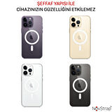 NovStrap Apple iPhone 14 Pro Max Magsafe Uyumlu Kılıf 6.7 Şeffaf Magsafe Kamera Korumalı Kapak