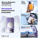 NovStrap Apple iPhone 14 Pro Max Magsafe Uyumlu Kılıf 6.7 Şeffaf Magsafe Kamera Korumalı Kapak