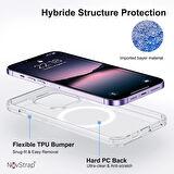 NovStrap Apple iPhone 14 Plus Magsafe Uyumlu Kılıf 6.7 inç Şeffaf Magsafe Kamera Korumalı Kapak