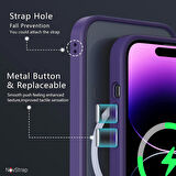 NovStrap Apple iPhone 14 Pro Max Magsafe Uyumlu Kılıf 6.7 Derin Mor Shockproof Kamera Korumalı Kapak