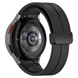 NovStrap Samsung Galaxy Watch 5 Pro 45mm Uyumlu Kordon Metal Magnet D Tokalı Silikon Kayış