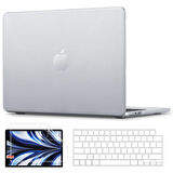 NovStrap Apple MacBook Air M2 13.6 inç A2681 Uyumlu Kılıf Dots Design-Şeffaf Klavye Kılıfı-Film