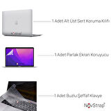 NovStrap Apple MacBook Air M1 Çip 13 inç A2337 Uyumlu Kılıf Dots Design-Şeffaf Klavye Kılıfı-Film