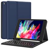 NovStap Apple iPad 7 8 9 Nesil 10.2 inç ile Uyumlu Bluetooth Klavyeli Kılıf Standlı Kalem Hazneli