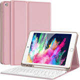 NovStap Apple iPad 7 8 9 Nesil 10.2 inç ile Uyumlu Bluetooth Klavyeli Kılıf Standlı Kalem Hazneli