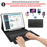 NovStap Apple iPad 7 8 9 Nesil 10.2 inç ile Uyumlu Bluetooth Klavyeli Kılıf Standlı Kalem Hazneli