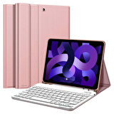NovStrap Apple iPad Air 4/5 Nesil 10.9 inç Uyumlu Bluetooth Klavyeli Kılıf Deri Kapaklı Standlı