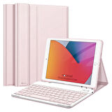 Apple iPad 9. Nesil 10.2 inç Uyumlu Bluetooth Klavyeli Kılıf Standlı Kapaklı A2602-2604-A2603-A2605