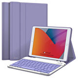 Apple iPad 9. Nesil 10.2 inç Uyumlu Bluetooth Klavyeli Kılıf Standlı Kapaklı A2602-2604-A2603-A2605