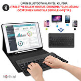 NovStrap Apple İpad 10. Nesil 10.9 2022 Uyumlu Bluetooth Klavyeli Tablet Kılıfı Stand Kalem Bölmeli