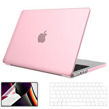 NovStrap Apple MacBook Pro 2021 M1 14.2 inc A2442 Uyumlu Parlak Alt Üst Kılıf + Klavye Kılıfı + Film