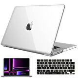NovStrap Apple MacBook Pro 2023 M2 14.2 inc A2779 Uyumlu Parlak Kılıf + Siyah Klavye Kılıfı + Film