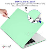 NovStrap Apple MacBook Air M1 Çip A2337 A1932 A2179 13.3" Uyumlu Kılıf Cream Hard Shell Rubber Kapak