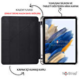 NovStrap Samsung Galaxy Tab A8 10.5 Sm-X200 X205 X207 Uyumlu Kılıf Smart Kalem Bölmeli Trifold Stand