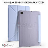 NovStrap Samsung Galaxy Tab A8 10.5 Sm-X200 X205 X207 Uyumlu Kılıf Smart Kalem Bölmeli Trifold Stand