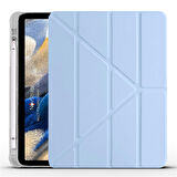 NovStrap Samsung Galaxy Tab A8 10.5 Sm-X200 X205 X207 Uyumlu Kılıf Smart Kalem Bölmeli Trifold Stand