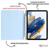 NovStrap Samsung Galaxy Tab A8 10.5 Sm-X200 X205 X207 Uyumlu Kılıf Smart Kalem Bölmeli Trifold Stand