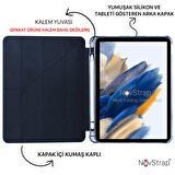 NovStrap Samsung Galaxy Tab A8 10.5 Sm-X200 X205 X207 Uyumlu Kılıf Smart Kalem Bölmeli Trifold Stand
