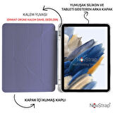 NovStrap Samsung Galaxy Tab A8 10.5 Sm-X200 X205 X207 Uyumlu Kılıf Smart Kalem Bölmeli Trifold Stand