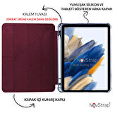 NovStrap Samsung Galaxy Tab A8 10.5 Sm-X200 X205 X207 Uyumlu Kılıf Smart Kalem Bölmeli Trifold Stand