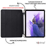 NovStrap Samsung Galaxy Tab S7 Plus / S8 Plus 12.4 X800 T970 Kılıf Smart Kalem Bölmeli Trifold Stand