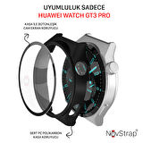 NovStrap Huawei Watch GT3 Pro Uyumlu Ekran Koruyucu Cam ve Kasa Koruyucu Kılıf Sert PC