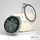 NovStrap Huawei Watch GT3 Pro Uyumlu Ekran Koruyucu Cam ve Kasa Koruyucu Kılıf Sert PC