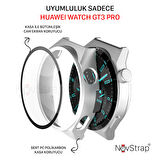 NovStrap Huawei Watch GT3 Pro Uyumlu Ekran Koruyucu Cam ve Kasa Koruyucu Kılıf Sert PC