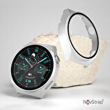 NovStrap Huawei Watch GT3 Pro Uyumlu Ekran Koruyucu Cam ve Kasa Koruyucu Kılıf Sert PC